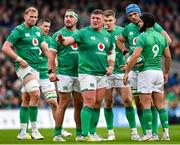 12 November 2022; Ireland captain Tadhg Furlong, centre, in conversation with teammates during the Bank of Ireland Nations Series match between Ireland and Fiji at the Aviva Stadium in Dublin. Photo by Seb Daly/Sportsfile