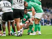 12 November 2022; Cian Healy of Ireland, left, is congratulated by teammate Jack Crowley after scoring their side's fifth try during the Bank of Ireland Nations Series match between Ireland and Fiji at the Aviva Stadium in Dublin. Photo by Seb Daly/Sportsfile