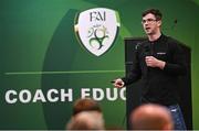 12 November 2022; Connor Clancy, Sports Scientist, STATSports, during the FAI National Coaching conference at Carlton Hotel Dublin Airport in Dublin. Photo by Ramsey Cardy/Sportsfile