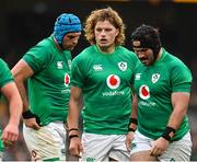 12 November 2022; Ireland players, from left, Tadhg Beirne, Cian Prendergast and Tom O’Toole during the Bank of Ireland Nations Series match between Ireland and Fiji at the Aviva Stadium in Dublin. Photo by Seb Daly/Sportsfile