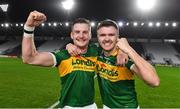 12 November 2022; Clonmel Commercials man of the match Jason Lonergan, left, celebrates with team-mate Colman Kennedy after the AIB Munster GAA Football Senior Club Championship Quarter-Final match between Nemo Rangers and Clonmel Commercials at Páirc Uí Chaoimh in Cork. Photo by Matt Browne/Sportsfile