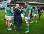 12 November 2022; Jeremy Loughman, left, and Tadhg Beirne of Ireland after the Bank of Ireland Nations Series match between Ireland and Fiji at the Aviva Stadium in Dublin. Photo by Brendan Moran/Sportsfile