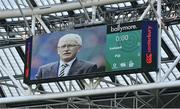 12 November 2022; The late Paul McNaughton is shown on the big screen during a minute's silence before the Bank of Ireland Nations Series match between Ireland and Fiji at the Aviva Stadium in Dublin. Photo by Brendan Moran/Sportsfile