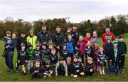 13 November 2022; Leinster Rugby players Nick McCarthy and Ross Byrne during a Dundalk RFC Minis training session at Dundalk RFC in Dundalk, Louth. Photo by Ramsey Cardy/Sportsfile