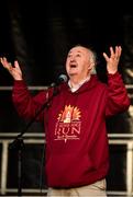 13 November 2022; Frank Greally on stage before the Remembrance Run 5K Supported by Silver Stream Healthcare at Phoenix Park in Dublin. Photo by Sam Barnes/Sportsfile