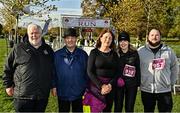 13 November 2022; Athletics Ireland President John Cronin, left, with family members of the late Ashling Murphy, from left, father Raymond, mother Kathleen, sister Amy, and brother Cathal, after the Remembrance Run 5K Supported by Silver Stream Healthcare at Phoenix Park in Dublin. Photo by Sam Barnes/Sportsfile