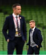 13 November 2022; Shelbourne manager Damien Duff and goalkeeper Brendan Clarke, left, before the Extra.ie FAI Cup Final match between Derry City and Shelbourne at Aviva Stadium in Dublin. Photo by Stephen McCarthy/Sportsfile