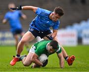 13 November 2022; Dessie Conneely of Moycullen in action against Paul Lambert of Westport during the AIB Connacht GAA Football Senior Club Championship Quarter-Final match between Moycullen and Westport at Hastings Insurance MacHale Park in Castlebar, Mayo. Photo by Piaras Ó Mídheach/Sportsfile