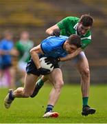 13 November 2022; Lee Keegan of Westport in action against Tom Clarke of Moycullen during the AIB Connacht GAA Football Senior Club Championship Quarter-Final match between Moycullen and Westport at Hastings Insurance MacHale Park in Castlebar, Mayo. Photo by Piaras Ó Mídheach/Sportsfile