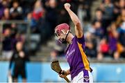 13 November 2022; Brendan Scanlon of Kilmacud Crokes celebrates after scoring his side's first goal during the AIB Leinster GAA Hurling Senior Club Championship Quarter-Final match between Kilmacud Crokes and Clough/Ballacolla at Parnell Park in Dublin. Photo by Sam Barnes/Sportsfile