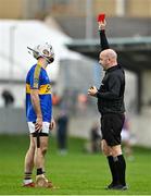 13 November 2022; Referee Richie Fitzsimons shows Brian Corby of Clough/ Ballacolla a red card during the AIB Leinster GAA Hurling Senior Club Championship Quarter-Final match between Kilmacud Crokes and Clough/Ballacolla at Parnell Park in Dublin. Photo by Sam Barnes/Sportsfile