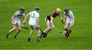 13 November 2022; Eoin Quinn of Castletown Geoghegan, supported by team mates, Niall O'Brien and David Lynch, is tackled by Colin Fennelly of Shamrocks Ballyhale during the AIB Leinster GAA Hurling Senior Club Championship Quarter-Final match between Shamrocks Ballyhale and Castletown Geoghegan at UPMC Nowlan Park in Kilkenny. Photo by Ray McManus/Sportsfile