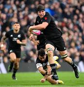 13 November 2022; Dominic Gardiner of All Blacks XV is tackled by Antoine Hastoy of Barbarians during the Killik Cup match between Barbarians and All Blacks XV at Tottenham Hotspur Stadium in London, England. Photo by Ramsey Cardy/Sportsfile