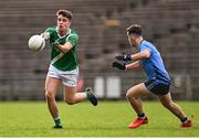 13 November 2022; Seán Kelly of Moycullen of Paul Lambert of Westport during the AIB Connacht GAA Football Senior Club Championship Quarter-Final match between Moycullen and Westport at Hastings Insurance MacHale Park in Castlebar, Mayo. Photo by Piaras Ó Mídheach/Sportsfile