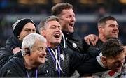 13 November 2022; Barbarians joint head coach Ronan O'Gara, and assistant coach Donnacha Ryan celebrate after the Killik Cup match between Barbarians and All Blacks XV at Tottenham Hotspur Stadium in London, England. Photo by Ramsey Cardy/Sportsfile