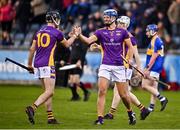 13 November 2022; Brian Sheehy of Kilmacud Crokes, right, team-mate Caolan Conway celebrate after their side's victory in the AIB Leinster GAA Hurling Senior Club Championship Quarter-Final match between Kilmacud Crokes and Clough/Ballacolla at Parnell Park in Dublin. Photo by Sam Barnes/Sportsfile