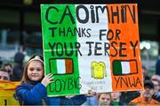 14 November 2022; Republic of Ireland supporter Lauren Madden, from Clarehall, Dublin, age 12, during a Republic of Ireland training session at the Aviva Stadium in Dublin. Photo by Seb Daly/Sportsfile