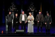 12 November 2022; An Clochán Liath team, representing Donegal and Ulster of; Adrian Alcorn, Kathleen Bonner, Maria Gallagher, Geraldine Walsh, Martin Mc Shea, Terence Oglesby, Daire Boyle and Eugene Mc Garvey in the Nuachleas competition during the Scór Sinsir 2022 All-Ireland Finals at TF Royal Theatre in Castlebar, Mayo. Photo by Piaras Ó Mídheach/Sportsfile