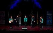 12 November 2022; The Clárach team, representing Offaly and Leinster, of; John Scanlon, Colette Rabbitte, Ashling Cornally, Paul Scanlon and Maura Fitzgerald in the Bailéad-Ghrúpa competition during the Scór Sinsir 2022 All-Ireland Finals at TF Royal Theatre in Castlebar, Mayo. Photo by Piaras Ó Mídheach/Sportsfile