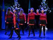12 November 2022; The Ail Finn team, representing Roscommon and Connacht in the Rince Foirne competition of; Emily Keane, Maria Keane, Siobhan Lee, Sylvia Regan, Emma Mulhern, Michelle Tarpey, Mellisa Tarpey and Clodagh McCaffrey  during the Scór Sinsir 2022 All-Ireland Finals at TF Royal Theatre in Castlebar, Mayo. Photo by Piaras Ó Mídheach/Sportsfile