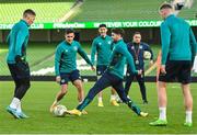 14 November 2022; Robbie Brady and Jamie McGrath during a Republic of Ireland training session at the Aviva Stadium in Dublin. Photo by Seb Daly/Sportsfile