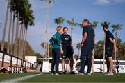 14 November 2022; Republic of Ireland manager Vera Pauw, left, with assistant manager Tom Elmes, goalkeeper coach Jan Willem van Ede and video analyst Andrew Holt before the International friendly match between Republic of Ireland and Morocco at Marbella Football Center in Marbella, Spain. Photo by Mateo Villalba Sanchez/Sportsfile