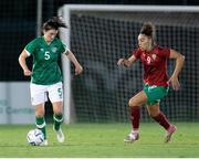 14 November 2022; Niamh Fahey of Republic of Ireland in action against Belkasami Anissa of Morocco during the International friendly match between Republic of Ireland and Morocco at Marbella Football Center in Marbella, Spain. Photo by Mateo Villalba Sanchez/Sportsfile