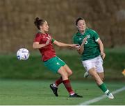 14 November 2022; Megan Campbell of Republic of Ireland in action against Nakkach Elodie Nahla of Morocco during the International friendly match between Republic of Ireland and Morocco at Marbella Football Center in Marbella, Spain. Photo by Mateo Villalba Sanchez/Sportsfile