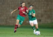 14 November 2022; Chloe Mustaki of Republic of Ireland in action against Saoud Imane of Morocco during the International friendly match between Republic of Ireland and Morocco at Marbella Football Center in Marbella, Spain. Photo by Mateo Villalba Sanchez/Sportsfile