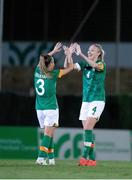 14 November 2022; Chloe Mustaki of Republic of Ireland, left, celebrates with team-mate Louise Quinn during the International friendly match between Republic of Ireland and Morocco at Marbella Football Center in Marbella, Spain. Photo by Mateo Villalba Sanchez/Sportsfile
