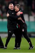 13 November 2022; Derry City assistant manager Alan Reynolds and strength & conditioning coach Kevin McCreadie, right, celebrate after the Extra.ie FAI Cup Final match between Derry City and Shelbourne at Aviva Stadium in Dublin. Photo by Stephen McCarthy/Sportsfile
