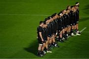 4 November 2022; The All Blacks VX team stand for the national anthems before during the match between Ireland A and All Blacks XV at RDS Arena in Dublin. Photo by Brendan Moran/Sportsfile