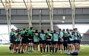 15 November 2022; Ireland players huddle during a Ireland rugby squad training session at the IRFU High Performance Centre at the Sport Ireland Campus in Dublin. Photo by Harry Murphy/Sportsfile
