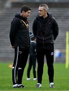 13 November 2022; Kilcoo manager Conleth Gilligan, left, and trainer Richard Thornton during the AIB Ulster GAA Football Senior Club Championship Quarter-Final match between Kilcoo and Ballybay Pearse Brothers at St Tiernach's Park in Clones, Monaghan. Photo by Brendan Moran/Sportsfile