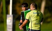 15 November 2022; Allan Alaalatoa, left, and Sam Talakai during Australia rugby squad training at the UCD Bowl in Belfield, Dublin. Photo by Eóin Noonan/Sportsfile