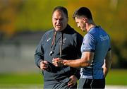 15 November 2022; Head coach Dave Rennie, left, with Jake Gordon during Australia rugby squad training at the UCD Bowl in Belfield, Dublin. Photo by Eóin Noonan/Sportsfile