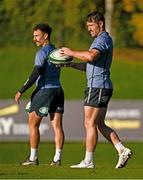 15 November 2022; Bernard Foley, right, and Nic White during Australia rugby squad training at the UCD Bowl in Belfield, Dublin. Photo by Eóin Noonan/Sportsfile