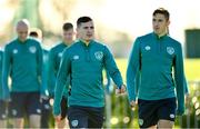 16 November 2022; Josh Cullen, left, and Jamie McGrath during a Republic of Ireland training session at the FAI National Training Centre in Abbotstown, Dublin. Photo by Seb Daly/Sportsfile