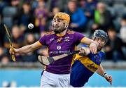 13 November 2022; Ronan Hayes of Kilmacud Crokes in action against Darren Maher of Clough/ Ballacolla during the AIB Leinster GAA Hurling Senior Club Championship Quarter-Final match between Kilmacud Crokes and Clough/Ballacolla at Parnell Park in Dublin. Photo by Sam Barnes/Sportsfile