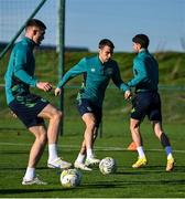 16 November 2022; Seamus Coleman, centre, during a Republic of Ireland training session at the FAI National Training Centre in Abbotstown, Dublin. Photo by Seb Daly/Sportsfile