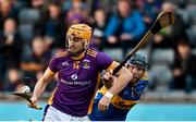 13 November 2022; Ronan Hayes of Kilmacud Crokes in action against Darren Maher of Clough/ Ballacolla during the AIB Leinster GAA Hurling Senior Club Championship Quarter-Final match between Kilmacud Crokes and Clough/Ballacolla at Parnell Park in Dublin. Photo by Sam Barnes/Sportsfile