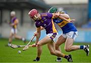 13 November 2022; Brendan Scanlon of Kilmacud Crokes  n action against Diarmaid Conway of Clough/ Ballacolla during the AIB Leinster GAA Hurling Senior Club Championship Quarter-Final match between Kilmacud Crokes and Clough/Ballacolla at Parnell Park in Dublin. Photo by Sam Barnes/Sportsfile