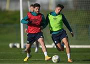 16 November 2022; Robbie Brady, left, and Jamie McGrath during a Republic of Ireland training session at the FAI National Training Centre in Abbotstown, Dublin. Photo by Seb Daly/Sportsfile