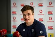 16 November 2022; Josh van der Flier during an Ireland rugby press conference at IRFU High Performance Centre at the Sport Ireland Campus in Dublin. Photo by Harry Murphy/Sportsfile
