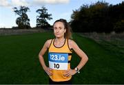 16 November 2022; Some of the stars of Irish Cross Country running pictured in advance of the 123.ie National Cross Country Championships which take place at Rosapenna Golf Club in Donegal on November 20th. Athletes donned the number 10 bib numbers in memory of the 10 people who tragically lost their lives in Creeslough on October 7th. Pictured is athlete Michelle Finn. Photo by Piaras Ó Mídheach/Sportsfile