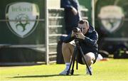16 November 2022; FAI videographer Matthew Turnbull during a Republic of Ireland training session at the FAI National Training Centre in Abbotstown, Dublin. Photo by Seb Daly/Sportsfile