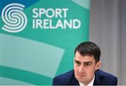 17 November 2022; Jack Chambers TD, Minister of State for Sport and the Gaeltacht, during the launch of the Next Phase of the Sport Ireland Campus Masterplan at the National Indoor Arena in Dublin. Photo by Piaras Ó Mídheach/Sportsfile