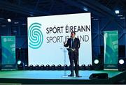17 November 2022; Tánaiste Leo Varadkar TD speaking during the launch of the Next Phase of the Sport Ireland Campus Masterplan at the National Indoor Arena in Dublin. Photo by Sam Barnes/Sportsfile