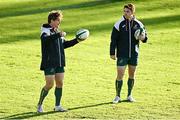 18 November 2022; Michael Hooper, left, and Andrew Kellaway during the Australia captain's run at the UCD Bowl in Dublin. Photo by Ramsey Cardy/Sportsfile