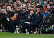 17 November 2022; Republic of Ireland coaches Keith Andrews, right, and Stephen Rice during the International Friendly match between Republic of Ireland and Norway at the Aviva Stadium in Dublin. Photo by Seb Daly/Sportsfile